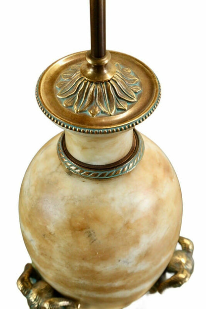 Close-up of alabaster urn neck and gilt brass collar