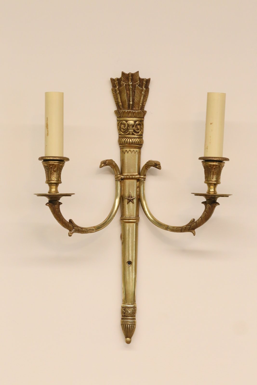French Empire double wall sconce, front view