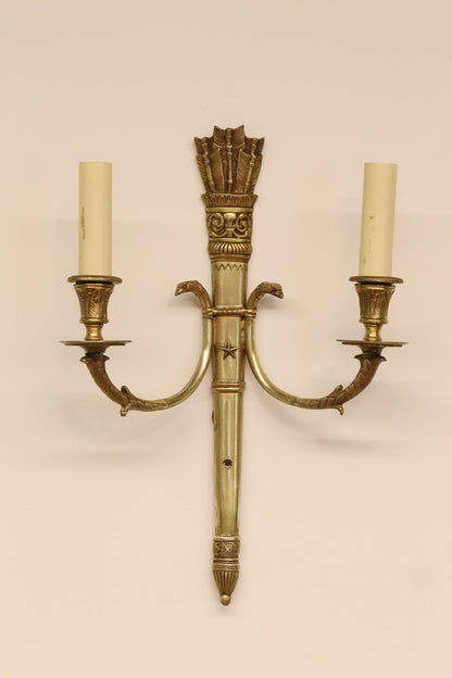 French Empire double wall sconce, front view