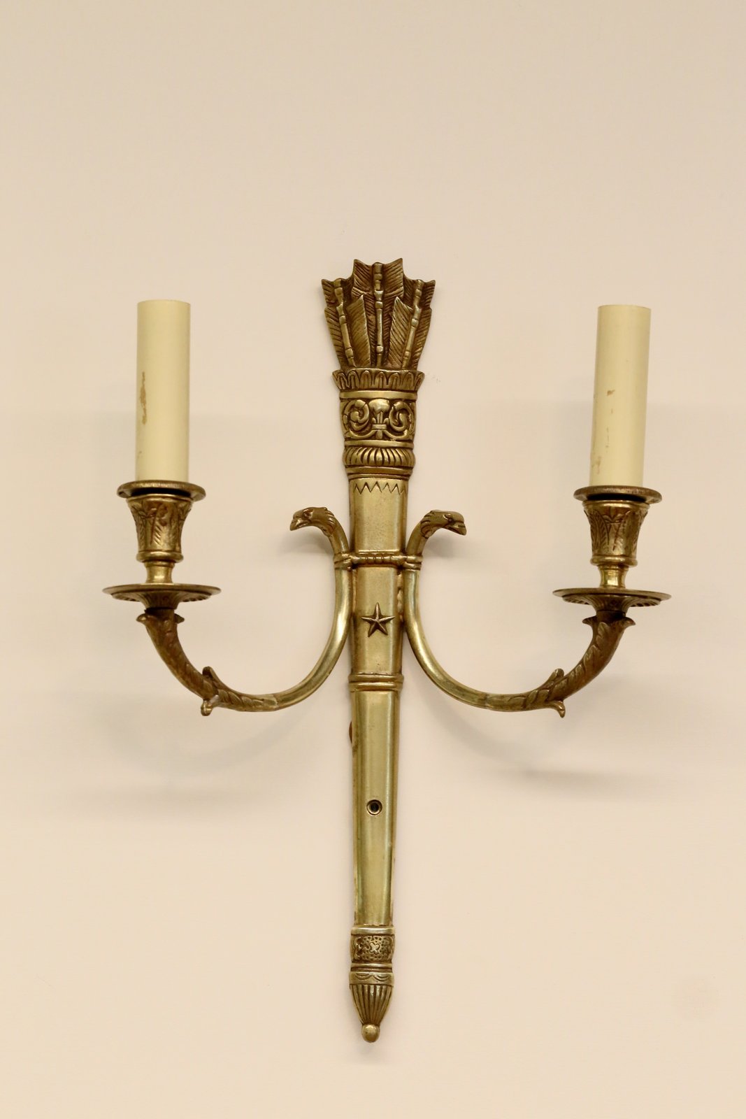 French Empire double wall sconce, full front view
