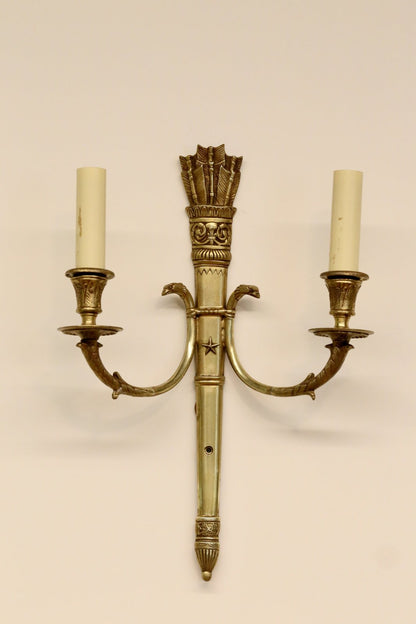 French Empire double wall sconce, full front view