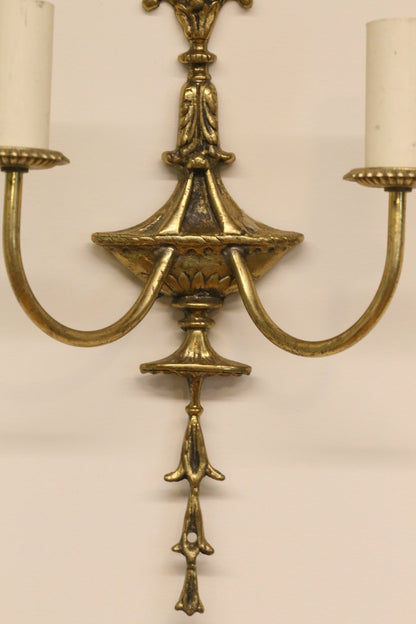 Close-up of urn body, arms and drop finials, French Empire sconce