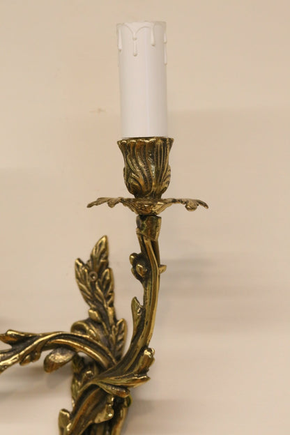 Close-up of foliate cast candle cup, Louis XV style sconce