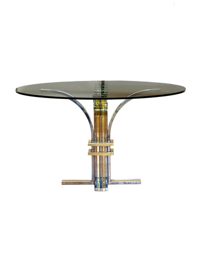 Renato Zevi chrome and brass glass centre table, front view