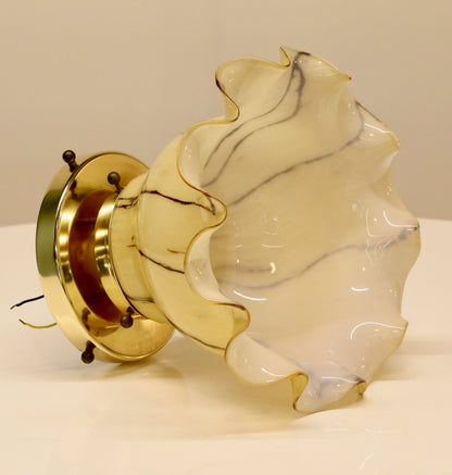 Peill & Putzler ruffled glass ceiling light, side view with wiring