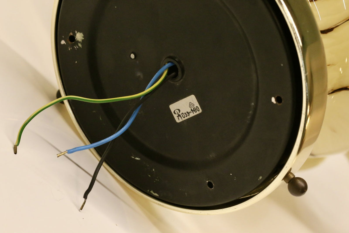 Back plate and wiring of the Peill & Putzler light with label