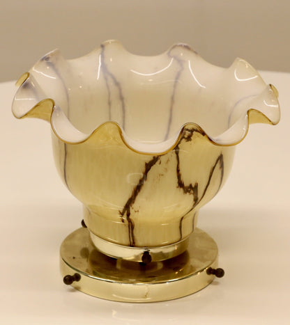 Peill & Putzler ruffled glass ceiling light, front view showing white ruffled rim