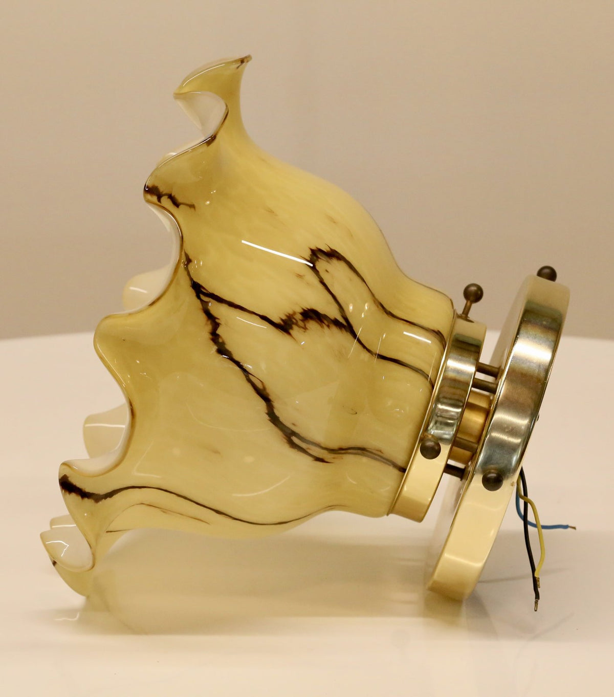 Peill & Putzler ruffled glass ceiling light mounted sideways as a wall light