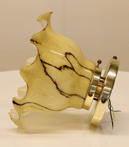 Peill & Putzler ruffled glass ceiling light mounted sideways as a wall light