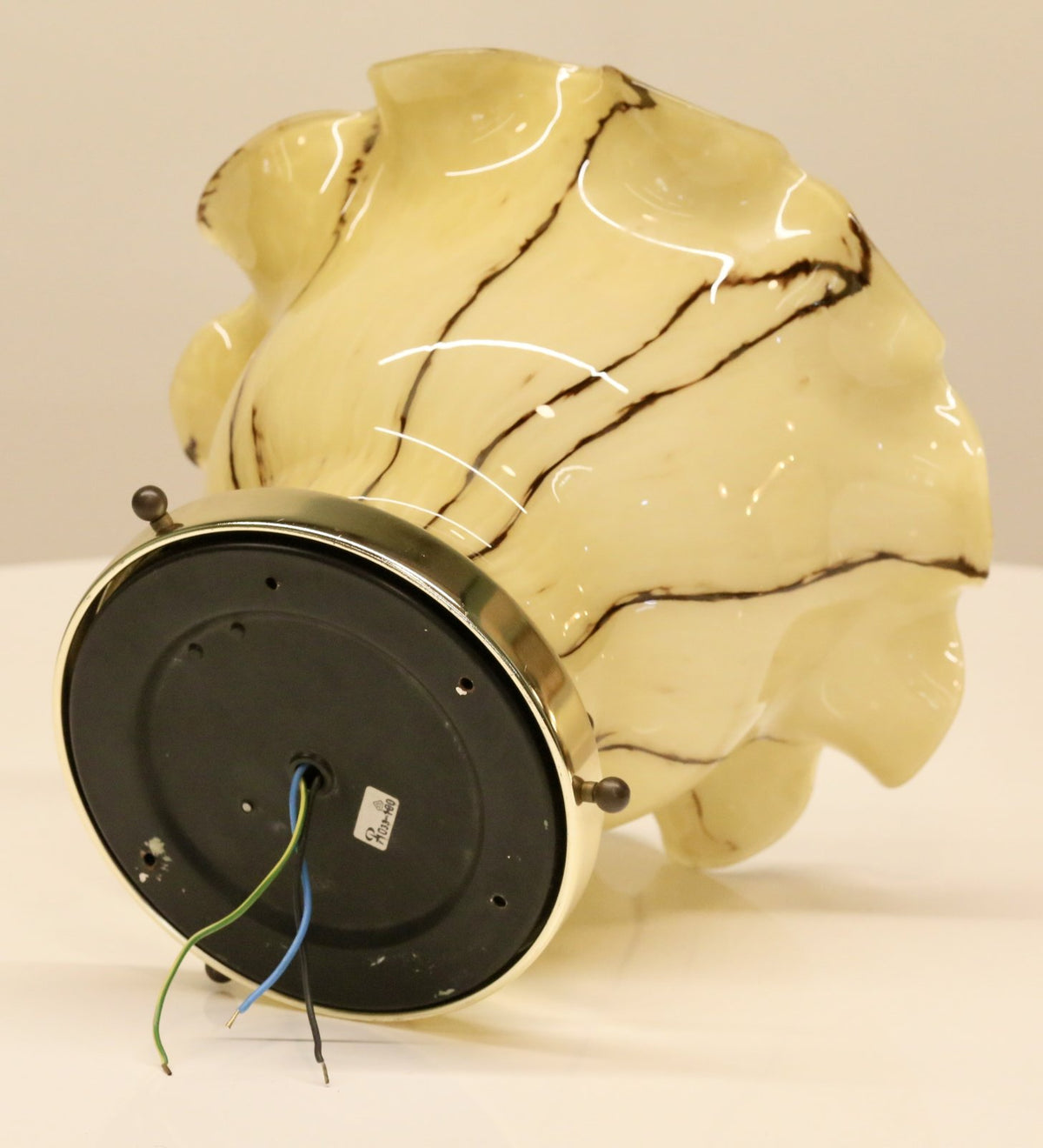 Back plate and wiring, Peill & Putzler ruffled glass ceiling light
