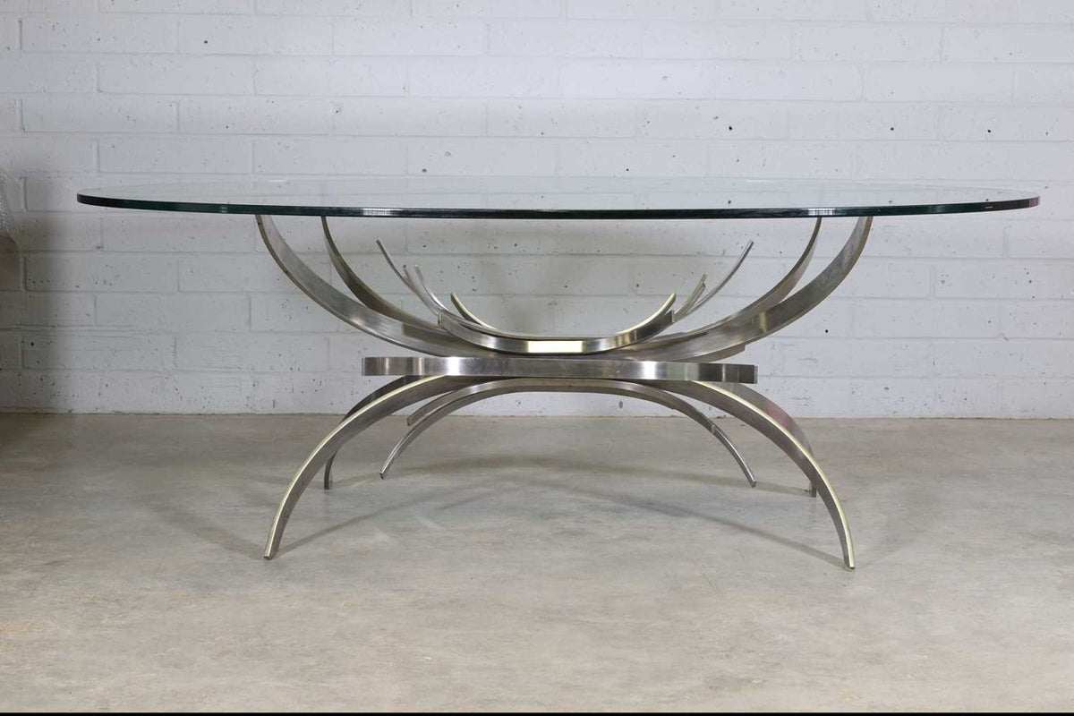 Maria Pergay Gerbe stainless steel dining table, side view