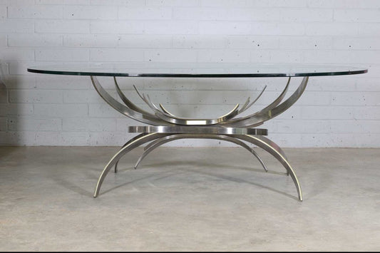 Maria Pergay Gerbe stainless steel dining table, side view