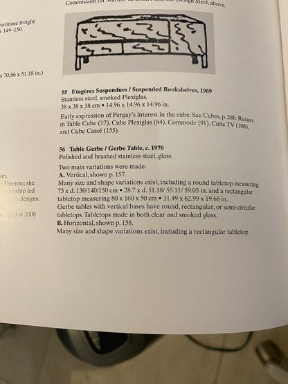 Catalogue page describing the Maria Pergay Gerbe table
