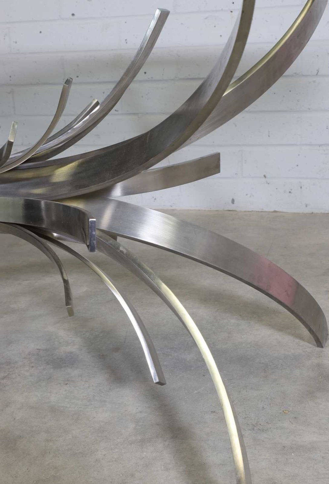 Close-up of radiating stainless steel blades, Maria Pergay Gerbe base