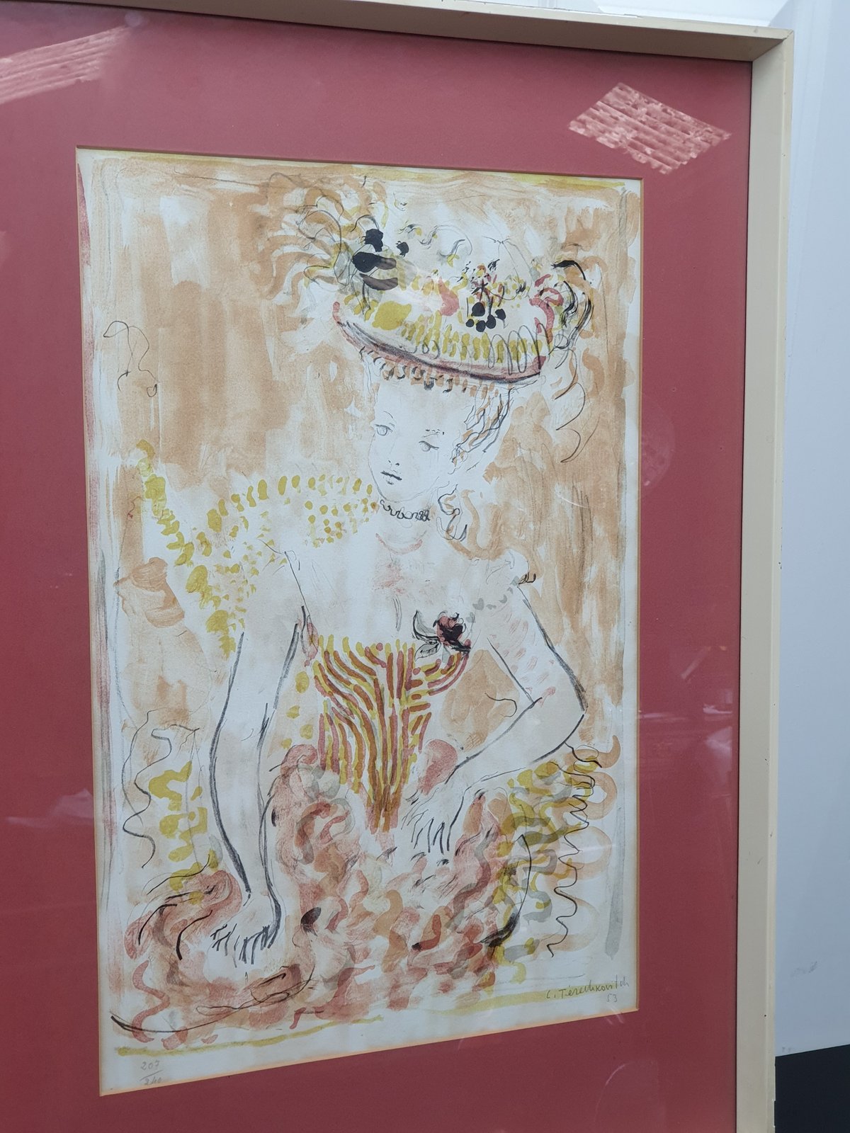 Constantin Terechkovitch signed chromolithograph of a young lady, framed, front view
