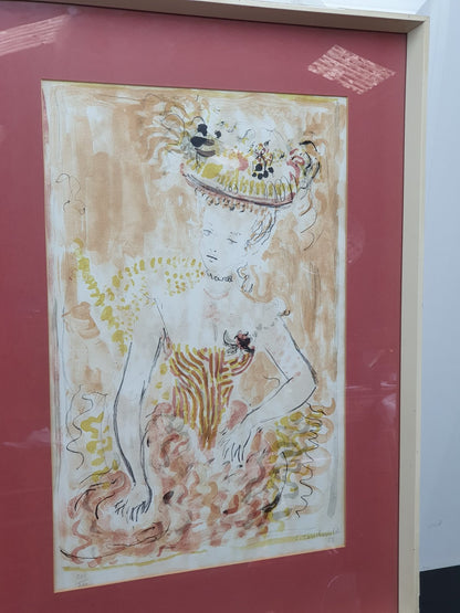 Constantin Terechkovitch signed chromolithograph of a young lady, framed, front view