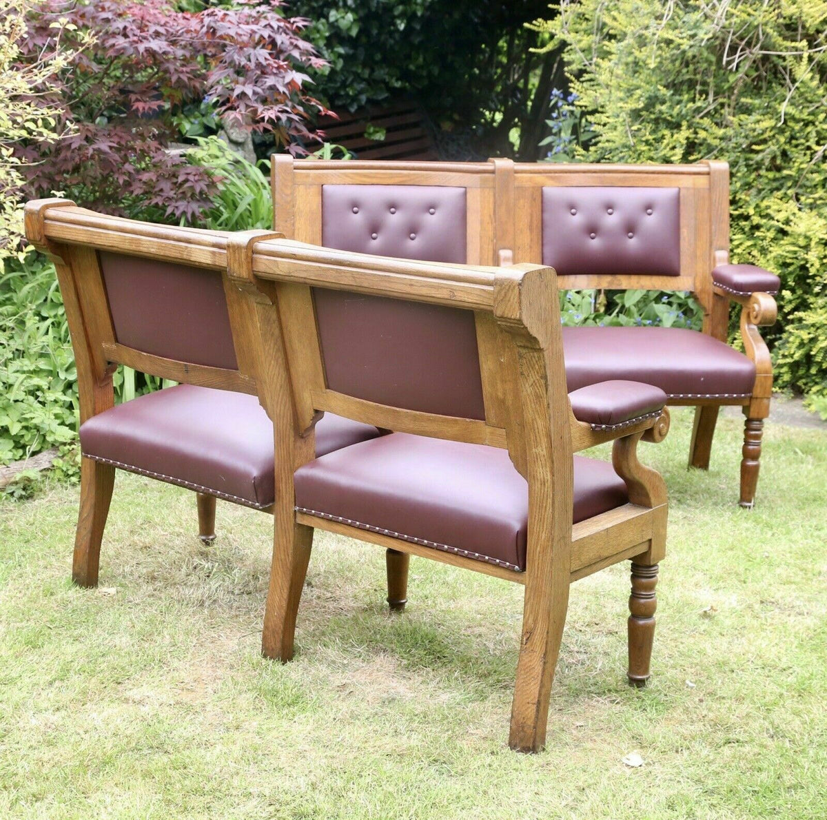 Back view of the Islington Town Hall oak bench