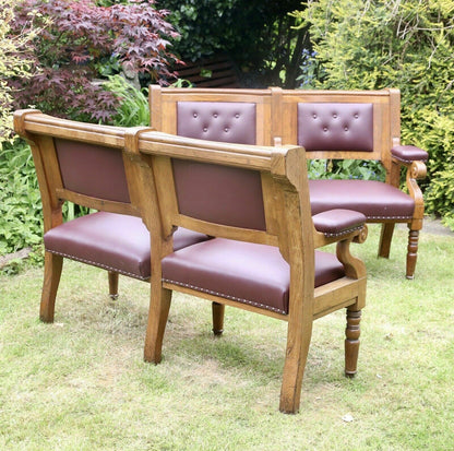 Back view of the Islington Town Hall oak bench