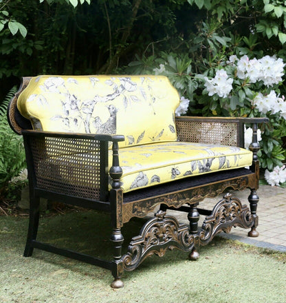 Liberty of London style chinoiserie 2 seater sofa, three-quarter view