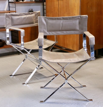 Alessandro Albrizzi chrome director's chairs, angled view