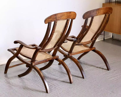 Pair of Victorian steamer chairs, side view