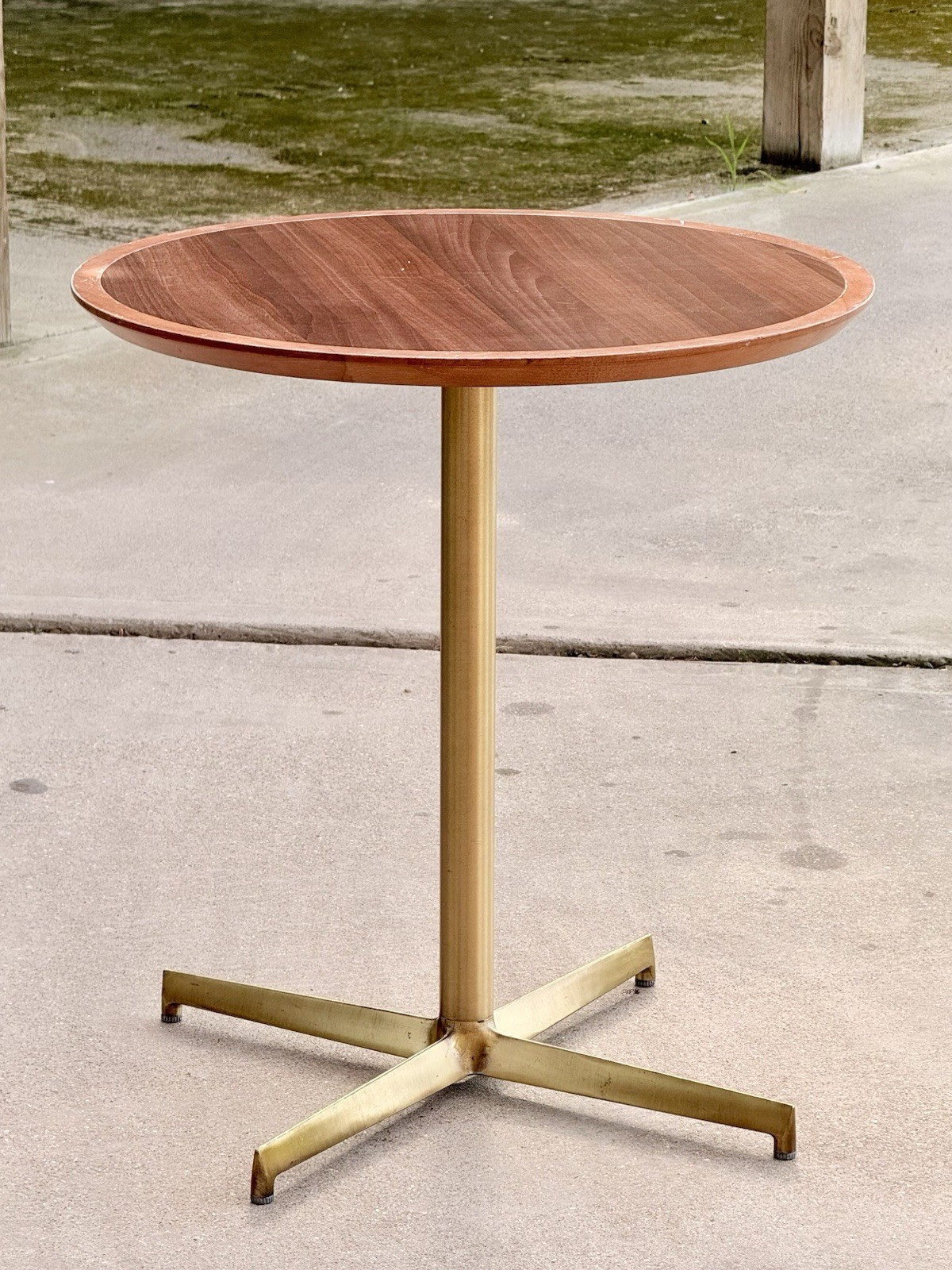 Pedrali mahogany finish side table, three-quarter view