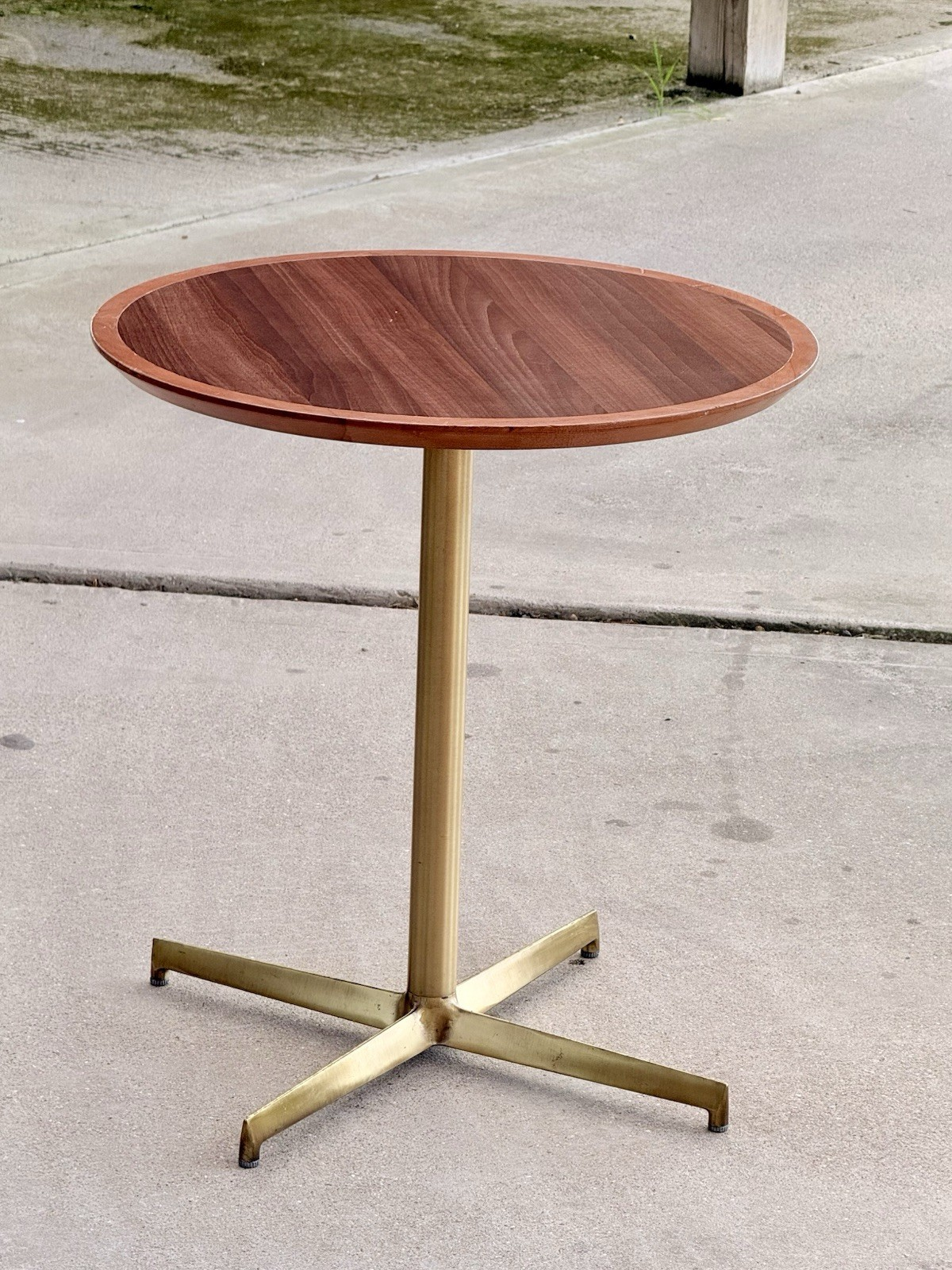 Pedrali mahogany finish side table, angled view