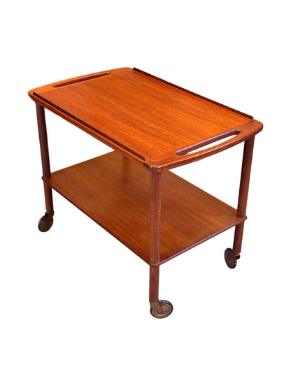 Bowa teak drinks trolley, three-quarter view