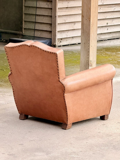 Art Deco club chair, rear three-quarter view from the left