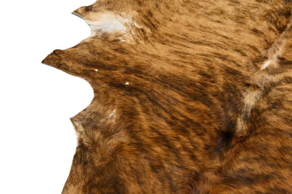Close-up of brindle cowhide edge and stripe pattern
