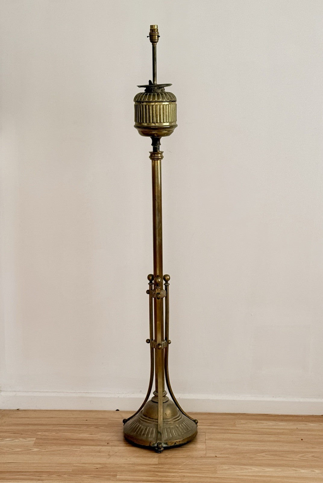 Hine & Co brass floor lamp without shade, full height