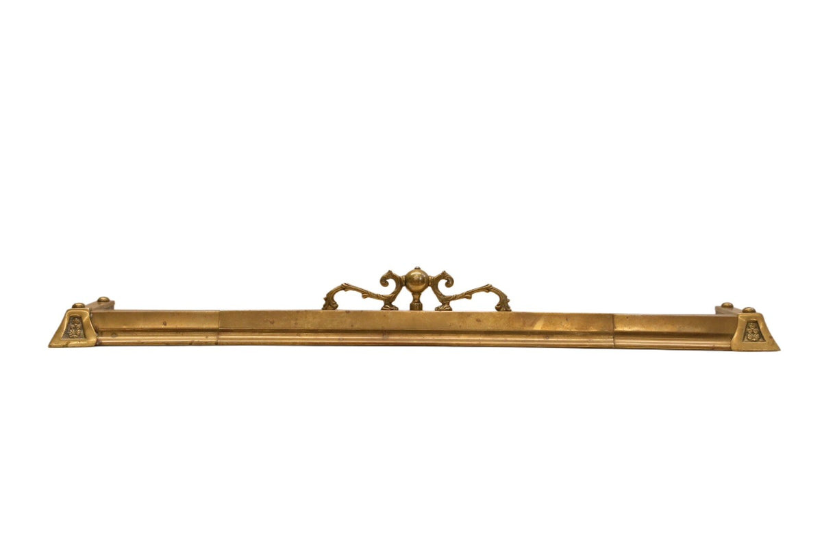 French antique brass fireplace fender, front view