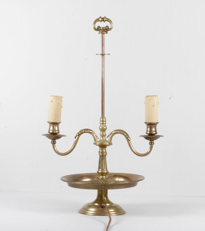 Vintage French ormolu brass bouillotte lamp, side view