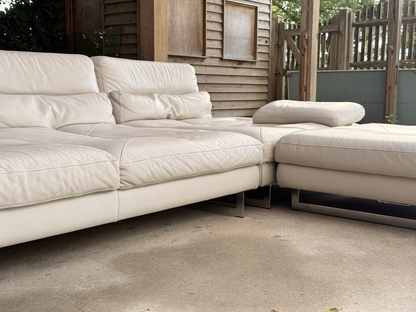 Roche Bobois Scénario ivory leather modular sofa, corner and chaise section