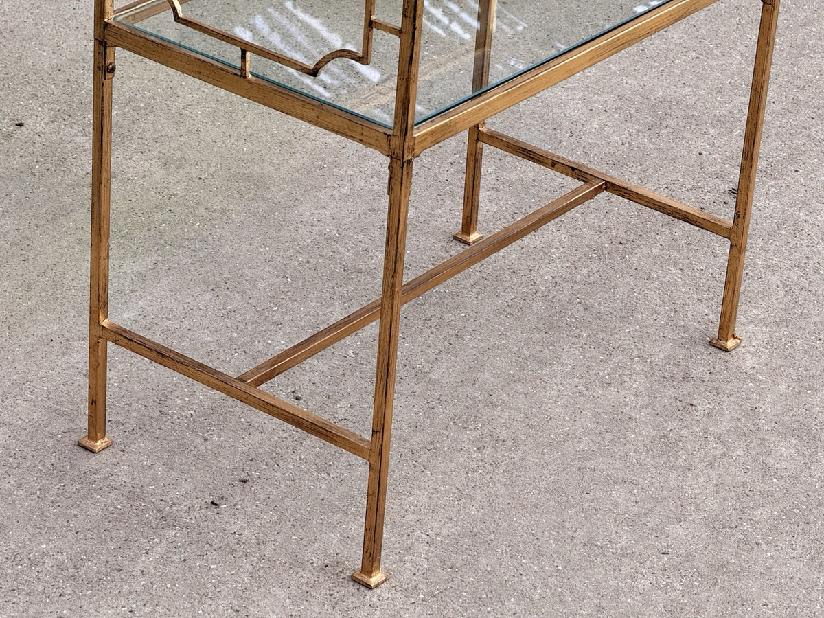 Close-up of gilded legs and stretchers, Genell side table