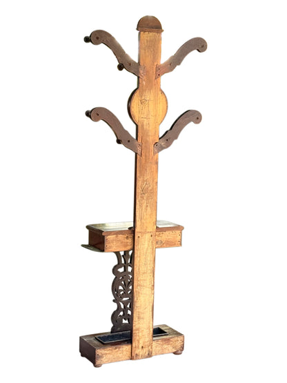 Back of the Victorian mahogany hall stand coat tree