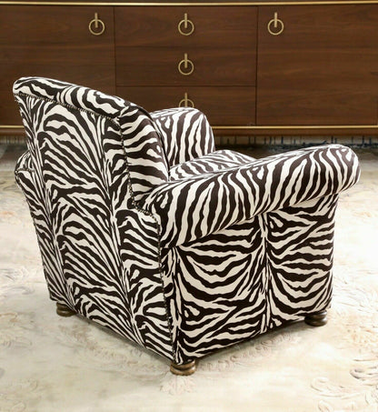 Back view of the Vintage French zebra print club chair