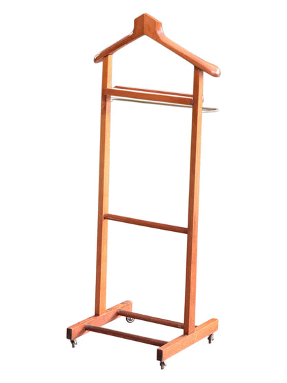 Vintage wooden valet stand, side three-quarter view